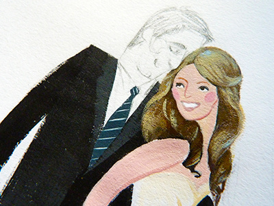Two Halves couple design illustration paint real wedding