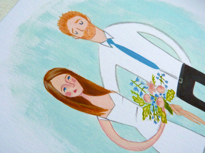 Karin bouquet couple design frame illustration paint real wedding