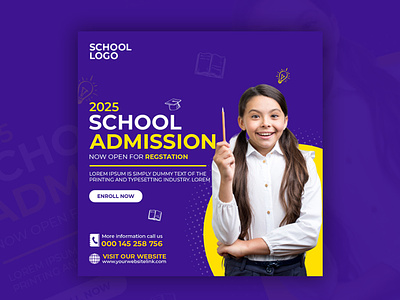 School Admission Social Media Post Web Banner Design