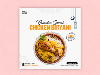 Ramadan food social media post, web banner design