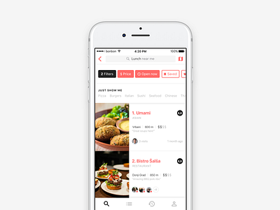 Restaurant List — UI Challenge app challenge food list mobile restaurant simple ui white