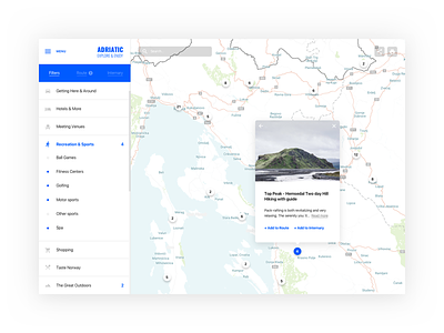 Interactive Travel Planner — UI Challenge interactive interface light location map planner travel ui ux web white