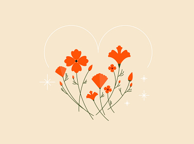 :) Flowers w/ background heart