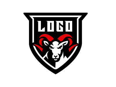 the logo of a ram with red horns in the shield emblem design graphic design logo