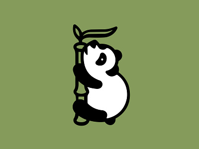 panda w/ bamboo bamboo design graphic design green green background illustration panda vector