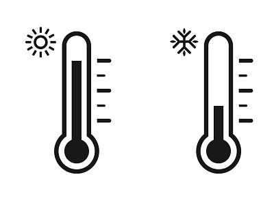 set of thermometers branding cold design graphic design hot illustration snow sun thermometers vector