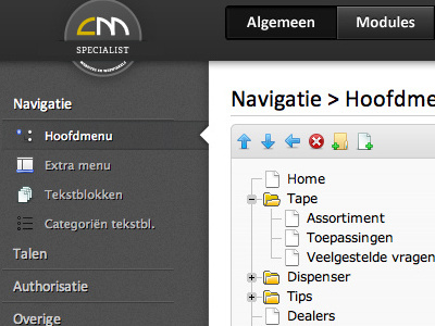 Drag n drop menu structure