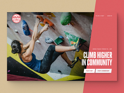 High Point Climbing Gym boulder bouldering climb climbing gym high point slant slanted web design website website design
