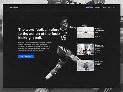 Style Test Black dark soccer sports thumbnails ui website