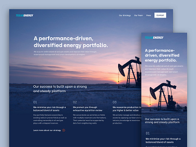 Oil Company Website archia energy header design hero image oil portfolio pumpjack sunset texas website website design