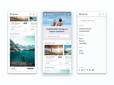 Mobile First Travel Website card card ui getaway mobile mobile design mobile ui travel vacation
