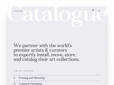 Catalogue Style Test 1 art curator type typography web design website website design