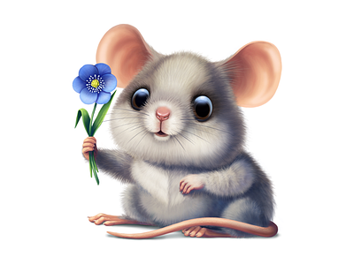 mouse icon animal character cute flower fur icon illustration photoshop