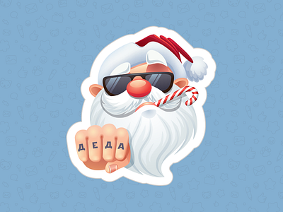 Cool Santa cartoon character christmas icon new year santa sticker vector