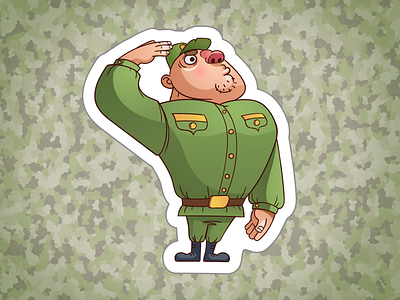 Army sticker set 23 army cartoon character february icon sergeant set sticker vector