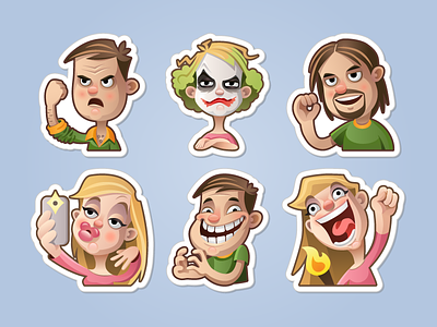 Meme sticker set blond cartoon character emoji emotion famous girl man meme smile sticker woman