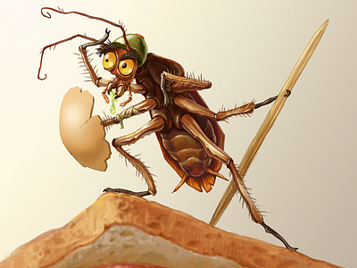 Insect warrior animal bug cartoon character cockroach illustration insect roach warrior weapon