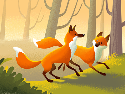 Foxes for OK.RU animal cartoon character design fox illustration love noise
