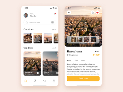 Travel App app booking city picture country design hotel icon travel trip typography ui ux