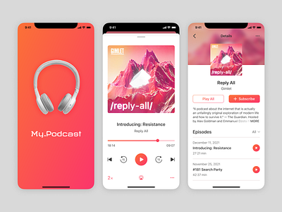 Podcast App app design listen mobile music app music player player podcast podcast app splash screen ui