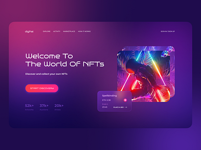 NFT Marketplace Website Concept buy colorful e commerce landing market marketplace nft picture shop typography ui website