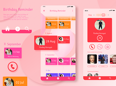 Birthday Reminder App Interface app appdesign behance dailyui design figma graphic design typography ui uidesigner uitrends uiux uiuxdesign user userexperience userinterface ux uxdesigner webdesign