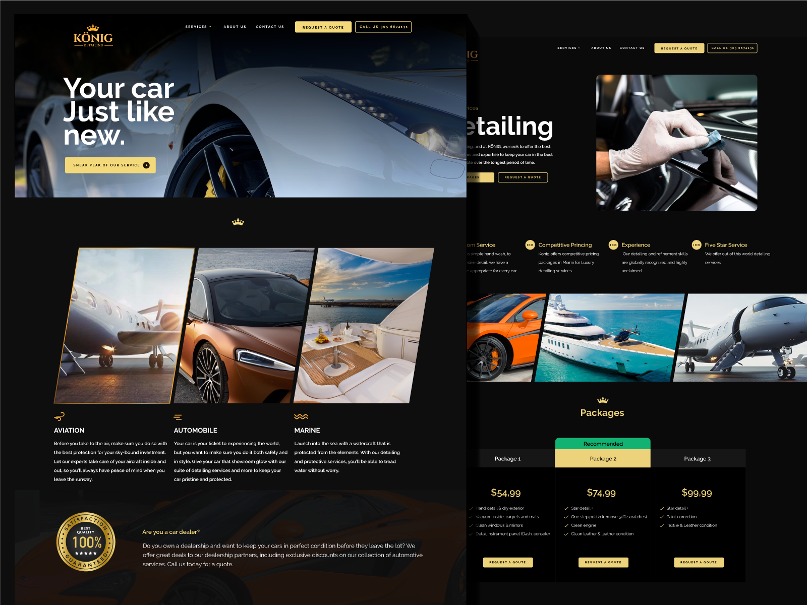 Konig Detailing site by Rick Orozco on Dribbble
