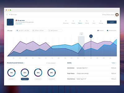 Cloud Platform Dashboard cloud dashboard graphics metrics statistics ui ux