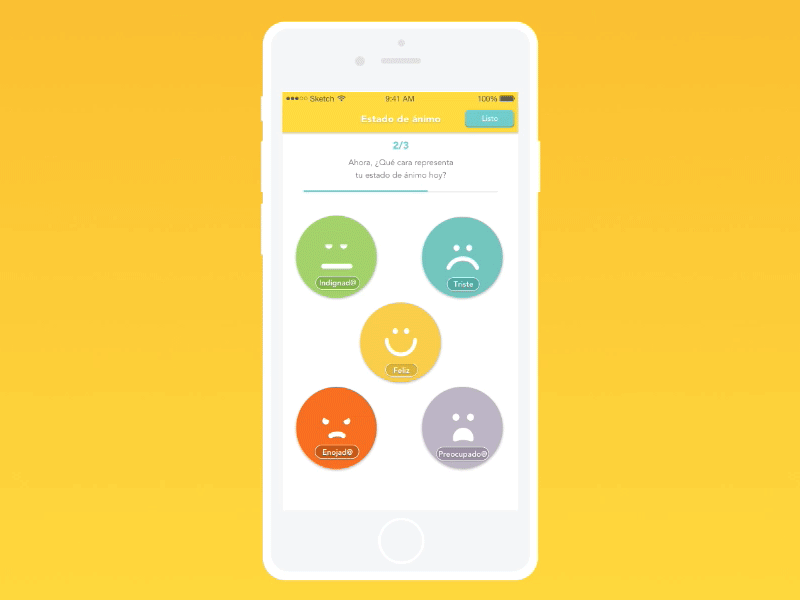 Optimista Mood Test animation app gif interactive iphone ui ux