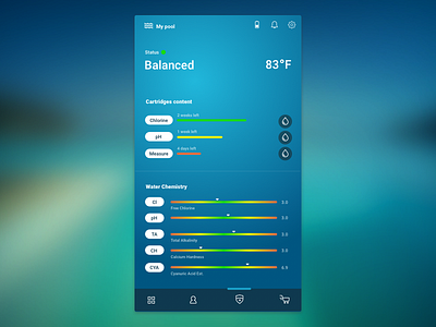 Pool control App app clean dashboard data design ios iphone mobile