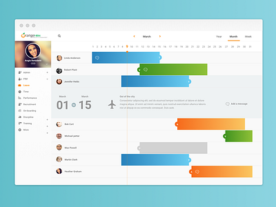 Leave Calendar Concept calendar profiles timeline web webapp