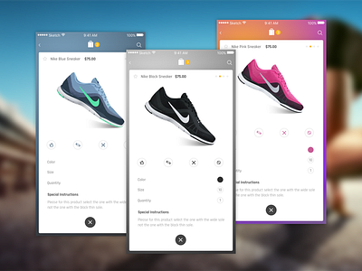 Product View Concept app e commerce ios product responsive sport