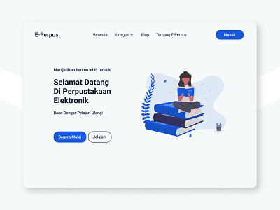 E-Perpus Home Page Web Design design e book e book e perpus e perpus home page landing page online perpustakaan ui design uiux ux design web design