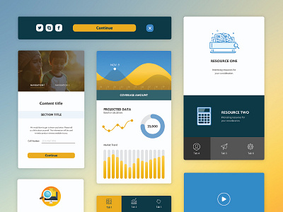 UI Style Tile app blue brand icon interaction interface style guide style tile ui yellow