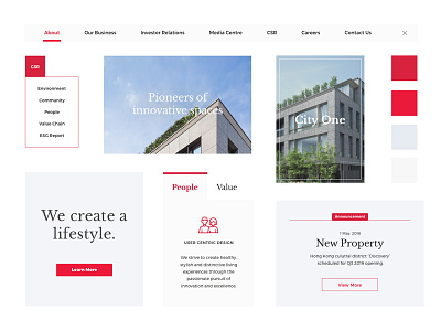 Modern UI Kit box guidelines modern moodboard pattern property red style ui web