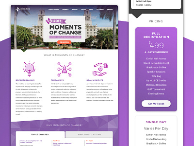 Moments of Change Landing Page banner design desktop homepage icons landing page mobile responsive web web design