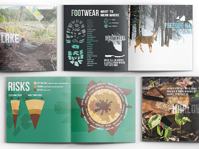 Hiking Infographic Book book deer forest hiking infographic layout marquette michigan shoes stump turtle