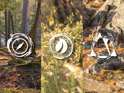 Hiking Icons compass forest hiking leaf michigan mountain nature outdoors rocks seals woods