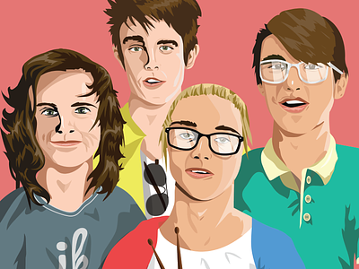 Hippo Campus Poster artist band boys faces glasses hair hippocampus illustration people pop sunglasses vector