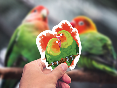 Agapornis Sticker animal bird feather illustration love splatter valentine vector