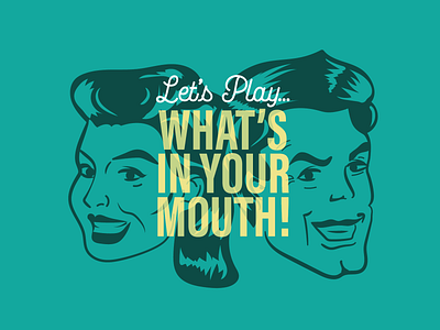 What’s In Your Mouth! drawing faces games gameshow hair illustration people retro smile title vintage