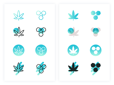 Medical Marijuana Icons cannabis cannabis logo gradient icon set icon style iconography illustration marijuana minimal minimalism science teal vector