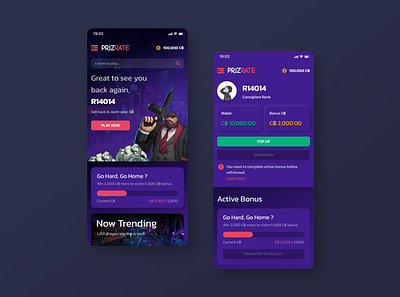 Prizrate - Mafia Gambling casino game mobile ui uidesign