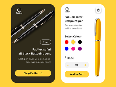 Add to cart branding design e commerce logo online shopping pen pens product product design selection stationary template ui yellow