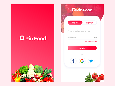 Login / Sign Up - Mobile App app create account food app interface log in page log in screen login mobile app new account register registrartion sign in sign in page sign up sign up form signup splash screen