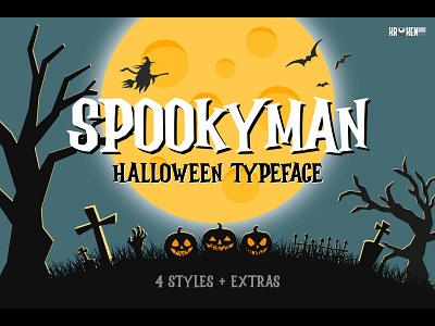 Spookyman-Halloween Font + Extras creepy design event flyer font ghost graphic halloween halloween font horror magical movie october party poster scary spooky typeface witch