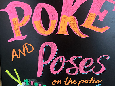 Poké and Poses chalk chalk art chalk board chalk lettering chalk type chalk typography corepower illustration poke yoga