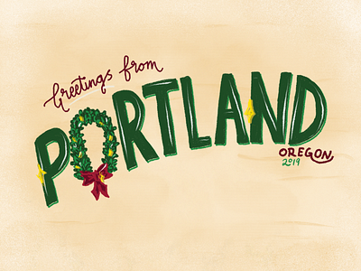 Greetings from Portland holiday illustration ipad lettering lettering art postcard procreate