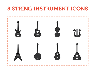 Instrument Icons acoustic clean design graphic guitar icon instrument logo mark music orange vector