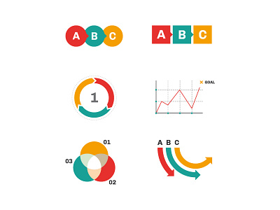 Infographic Items circle colorful design graph graphic green icon infographic item pie red yellow